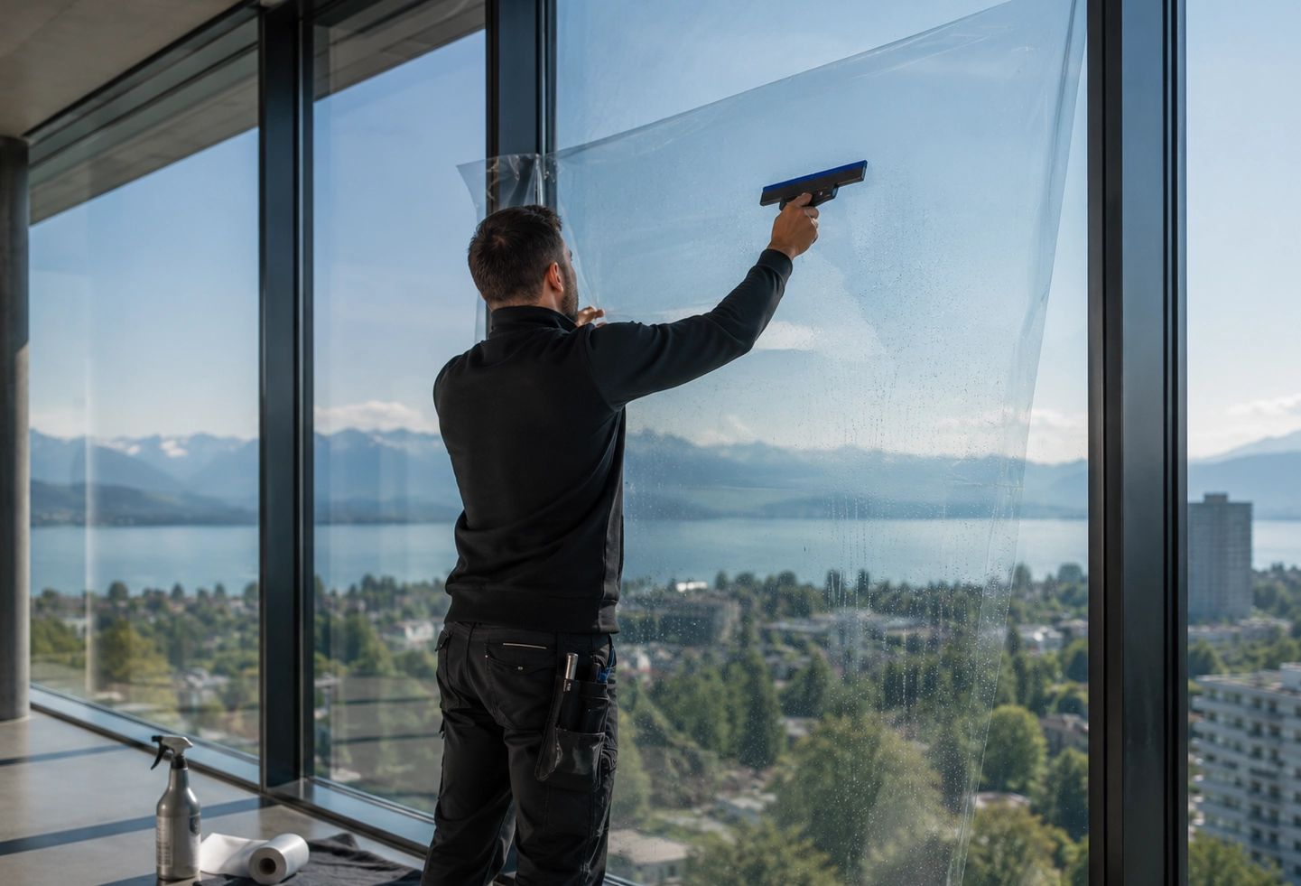 Vitrine de commerce équipée d’une protection anti-UV discrète pour limiter la chaleur et protéger l’intérieur.