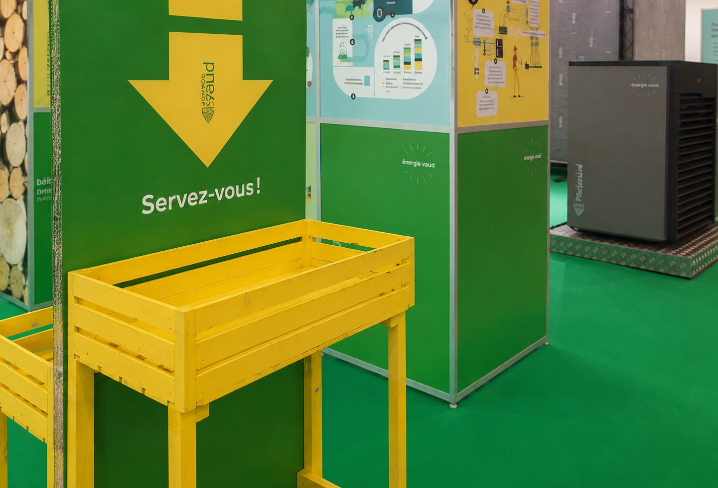 Stand modulable utilisé lors d’un événement professionnel.