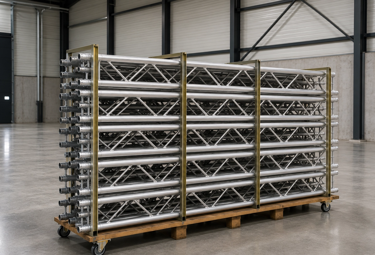 Structure Trillite en aluminium disponible à la location chez Déco-Pub pour salons, événements, scènes et stands.