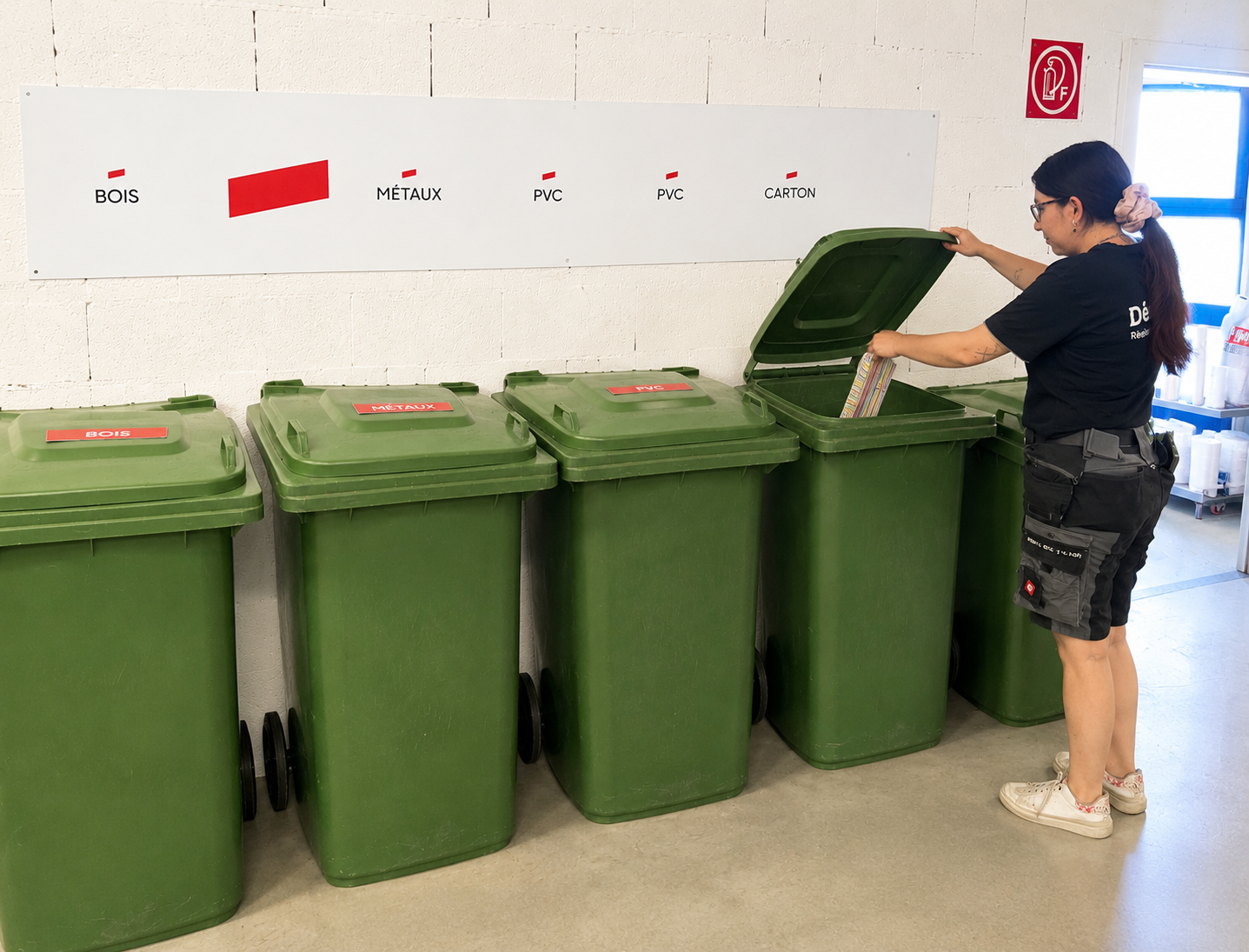 Tri des déchets et matériaux dans l’atelier Déco-Pub